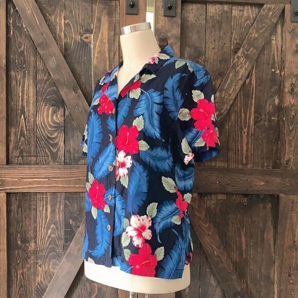 La Cabaña Rayon Tropical front button top Sz-Small - Picture 2 of 7